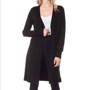 Cielo Women’s Long Button Up Knot Cardigan Black